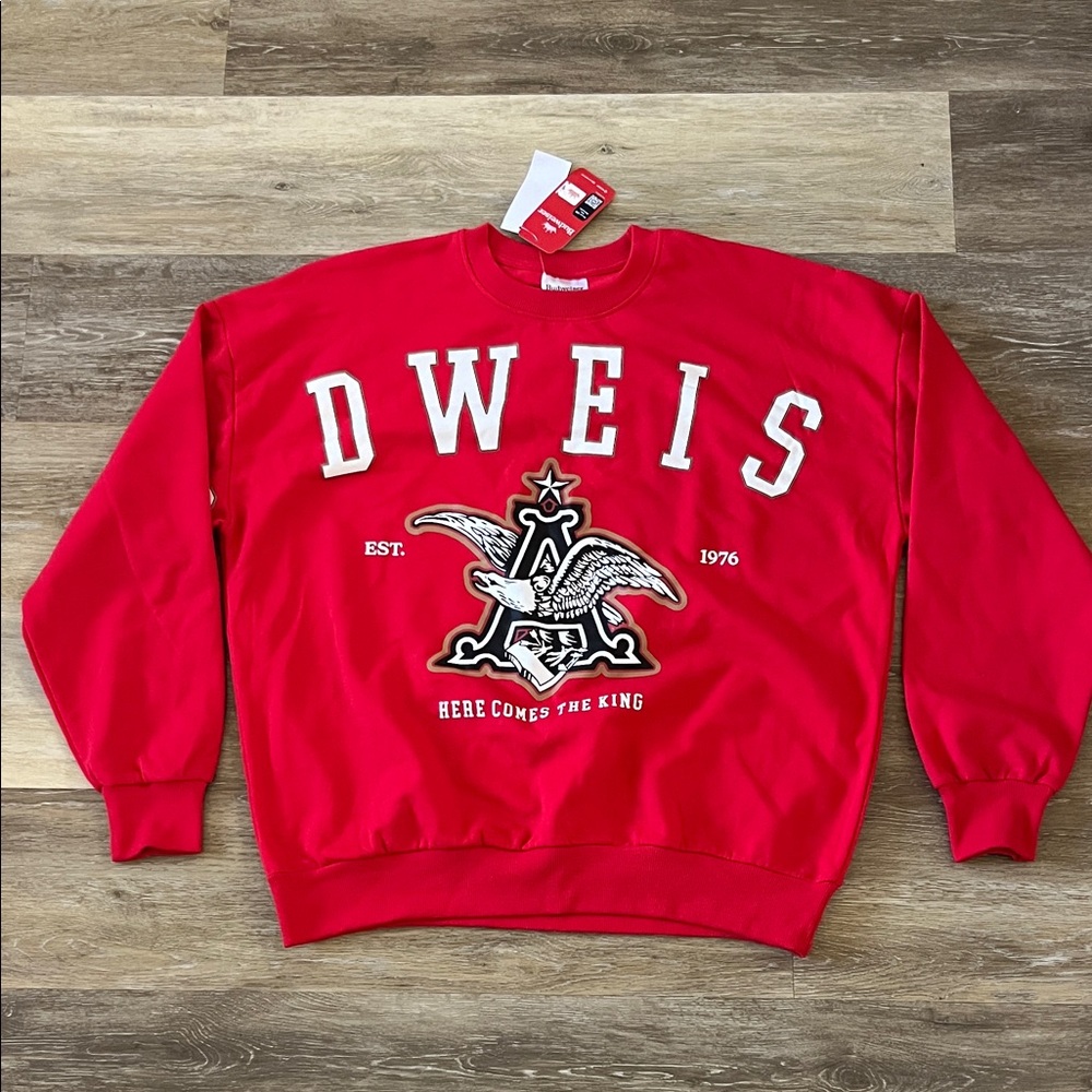 NWT Budweiser Men’s Red Graphic Sweatshirt Size S - Picture 2 of 7